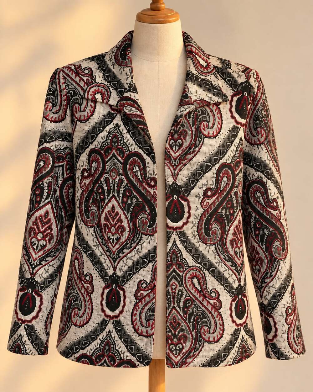 Coldwater Creek XL Paisley Beaded Tapestry Jacquard Blazer Boho